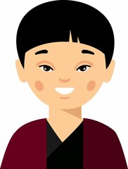 Vector illustration of avatar chinese children, boy, people. Set of chinese woman man dressed in national costumes