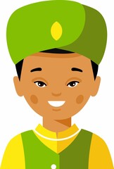 Vector illustration of avatar india man. Indian man male dressed in national costumes.