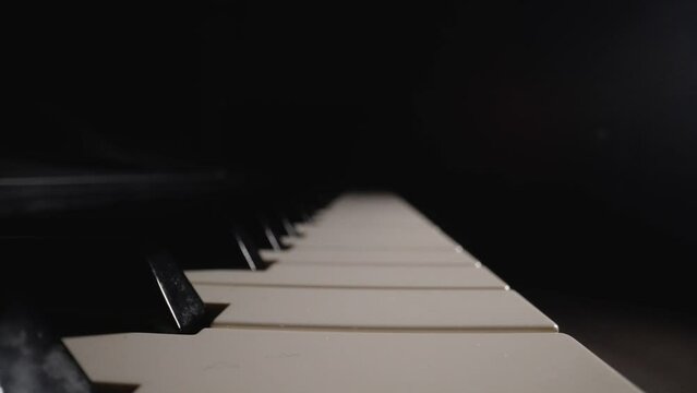 Piano keyboard close-up. Close-up of a piano keyboard. Piano keys.