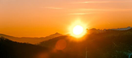 Morning dawn mountains landscape panorama