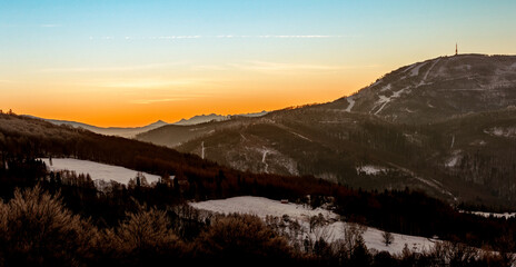Morning dawn mountains landscape panorama