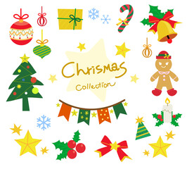 Christmas greeting card symbol vector winter celebration design. Merry Christmas symbols holiday winter decoration decorations collection. Hand drawn New Year's card with Christmas symbols.