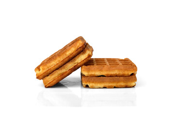 Viennese waffles isolated on white background.