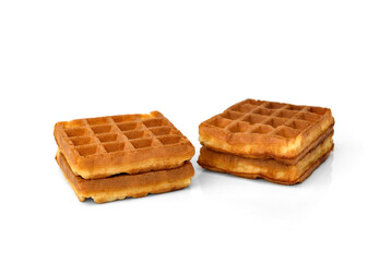 Viennese waffles isolated on white background.