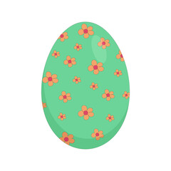 easter chicken egg in green color with flowers