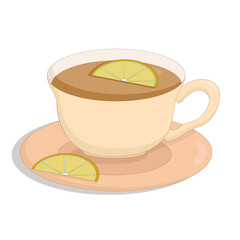 a small mug of fragrant black tea with a slice of lemon