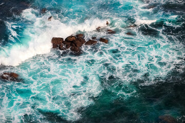Storm op de Indische Oceaan. Luchtfoto.