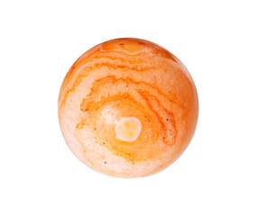 pink natural  cornelian  mineral sphere isolated on white background