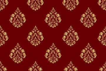 seamless raster pano pattern with vintage golden elements