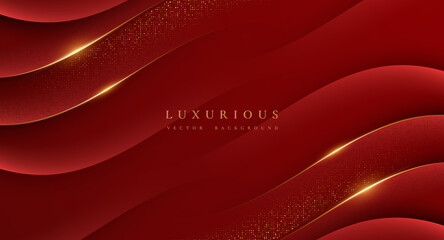 Abstract luxury background with golden lines and halftone dots.