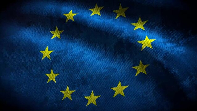 European Union grunge flag - loop animation