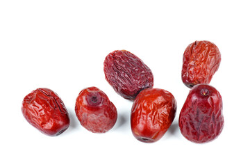 Dried jujubes isolated on white background