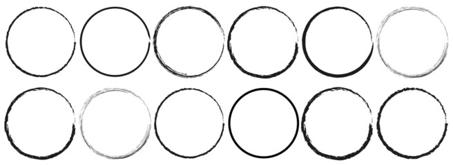 Grunge vector circles. Brush strokes set