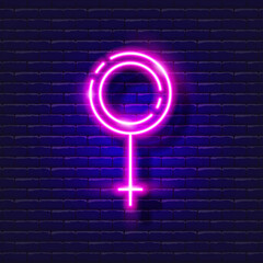 Women gender neon icon. Gender concept. Vector sign for design, website, signboard, banner, advertisement.