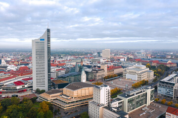 Cityscape of Leipzig (Saxony, Germany). Aerial view over Augustusplatz