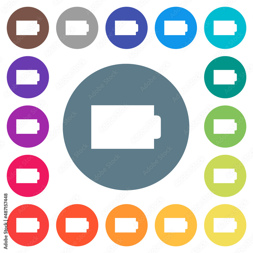 Aufkleber empty battery without load units alternate flat white icons on round color backgrounds