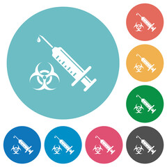 Antiviral injection flat round icons