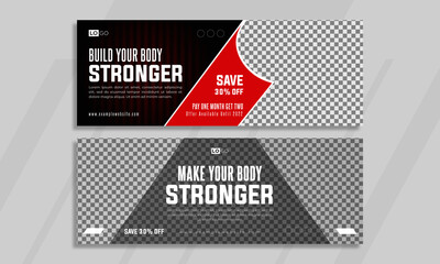Gym and fitness promotional Facebook timeline cover template