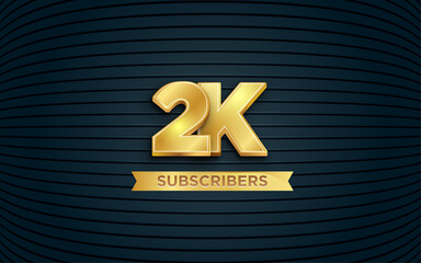 2k subscribers Banner templete with 3d editable text effect. - obrazy, fototapety, plakaty