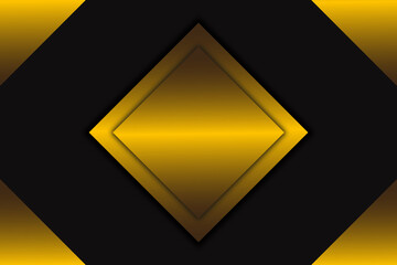Shiny gold metal background with elegant rhombus shape on black background. Graphic design templates for invitations, covers, wallpapers