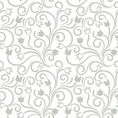 seamless floral monochrome curve background