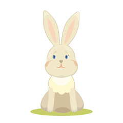 Cute little bunny illustration isolated on white background. Kids print design. Easter character.