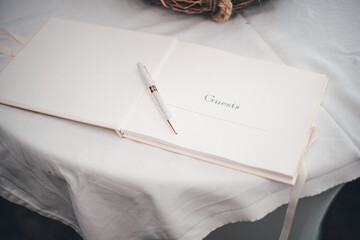 Guest book at a wedding reception - obrazy, fototapety, plakaty