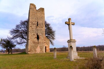 Ruin church Nagykeszi, near Gyepükaján and Sümeg, Hungary.