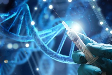 Human cell biology DNA strands molecular structure illustration