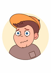 Cute little baby with a frightened expression vector illustration