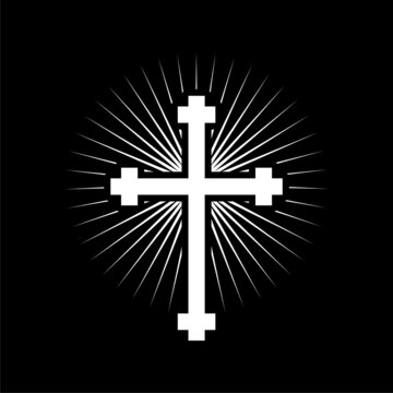 Christian cross icon isolated on dark background
