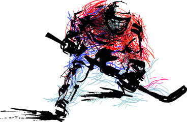 Fototapeta na wymiar Color vector illustration of hockey player