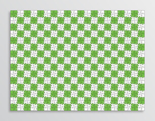 Puzzle pieces set. Jigsaw outline grid. Scheme of thinking game. Modern background with separate shapes. Mosaic silhouette with 1200 details. Simple frame tiles. Cutting template. Vector illustration.