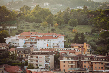 Ancient architecture of old towns in southern Italy. Vacation photos while traveling in the Lazio region.