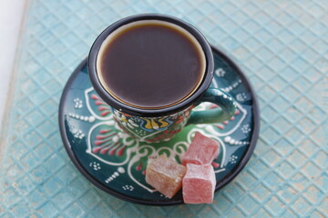 Turkish coffee an delight in balcony. 