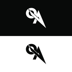 Creative, simple and elegant Initial letter QA sharp logo template in flat design monogram illustration