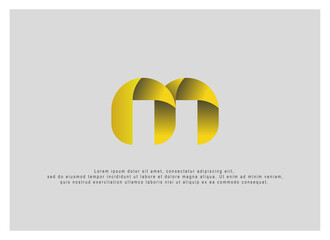 Abstract Initial Letter M Logo. Yellow Gradient Geometric Shape Origami Style isolated on White Background. Usable for Business and Branding Logos. Flat Vector Logo Design Template Element