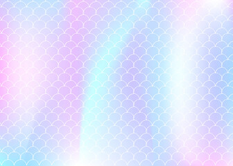 Holographic scale background with gradient mermaid.