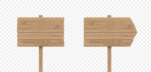 Wooden billboard templates. Banners isolated on transparent background © Key design