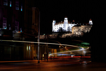 city at night Bratislava castle