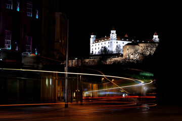 Obraz premium city at night Bratislava castle