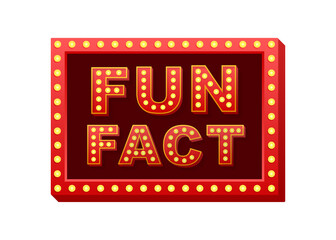 Retro light text Fun fact. Retro light bulb. Vector stock illustration