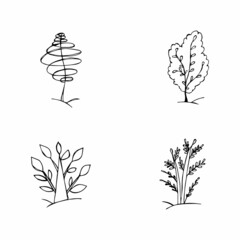 hand drawn doodle sketch trees