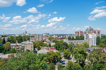 Fototapeta na wymiar Panoramic view on roofs of industrial city