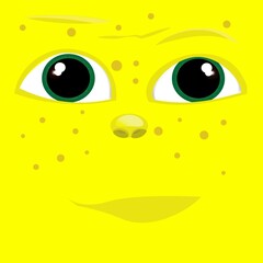 Fototapeta premium emotions on the yellow muzzle, laughter, tears, sadness, anger