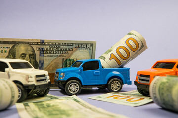 cars and money dollar and euro
