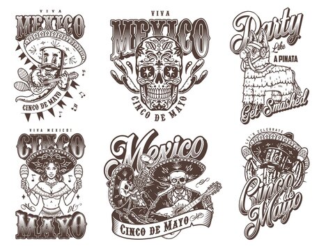 Mexican national celebration labels collection