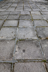 Zagreb, Croatia - February 2021. old cracked dilapidated concrete floor texture slabs