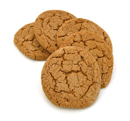 oat cookies closeup on white background.