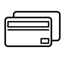 Credit card flat icon. Debt pictogram for web. Line stroke. Financial payment symbol isolated on white background. Vector eps10